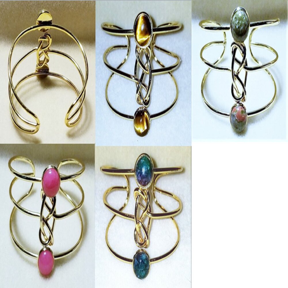 Double Knots & Stones Cuff Bracelet